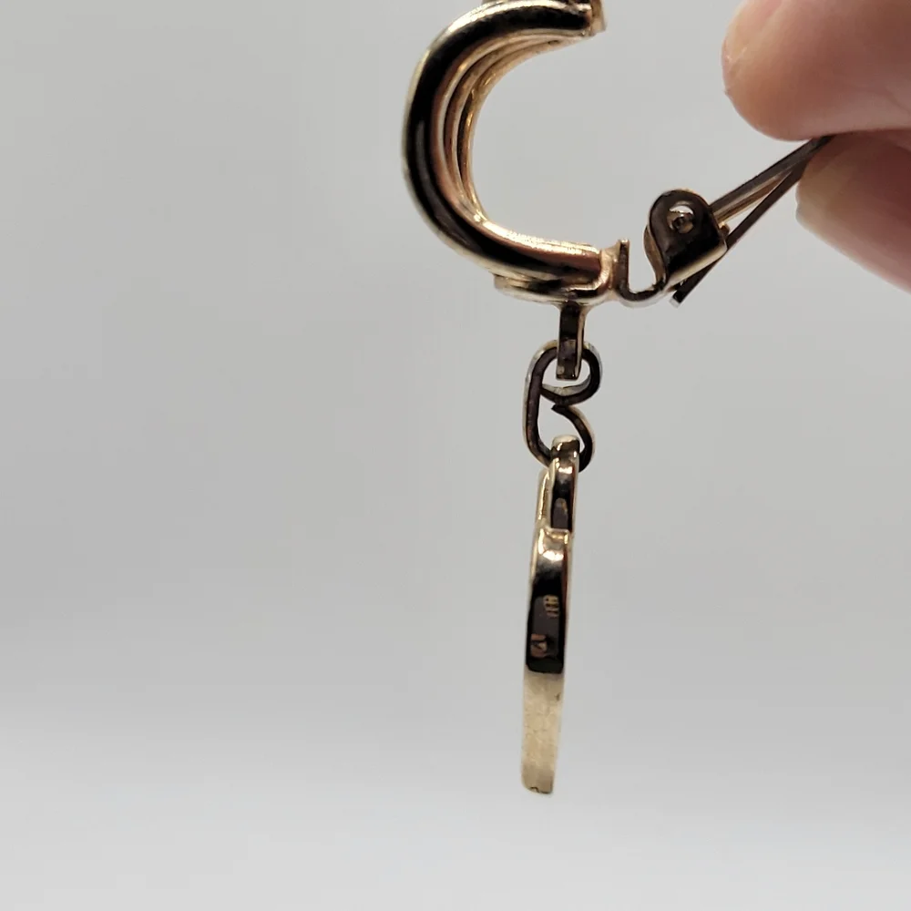 VTG Barclay Heart Dangle Earrings | Gold Tone | SIGNED - Picture 3 of 6